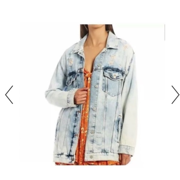 Free People Destroyed Long & Lean Trucker Jacket - Picture 2 of 8